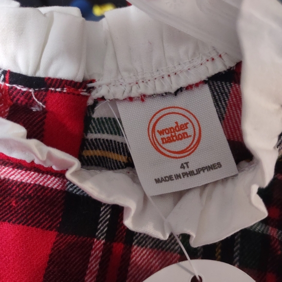 Wonder Nation Holiday 4t Red Plaid Flannel Top Black Faux Leather Pants NWT - Picture 11 of 11